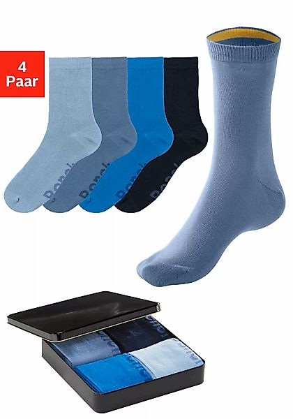 Bench. Basicsocken, (Dose, 4 Paar), mit farbigen Innenbündchen günstig online kaufen