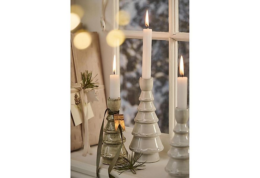 Ib Laursen Windlicht Ib Laursen Kerzenhalter Gerillt Weiß Meliert (16x7 cm) günstig online kaufen