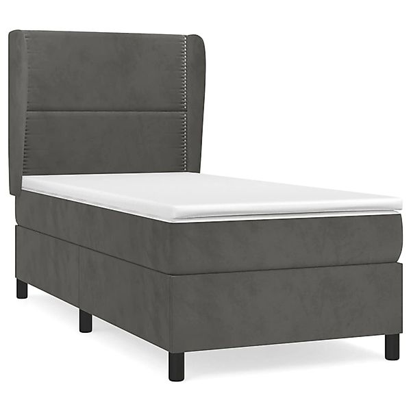 vidaXL Boxspringbett mit Matratze Dunkelgrau 90x190 cm Samt1372816 günstig online kaufen