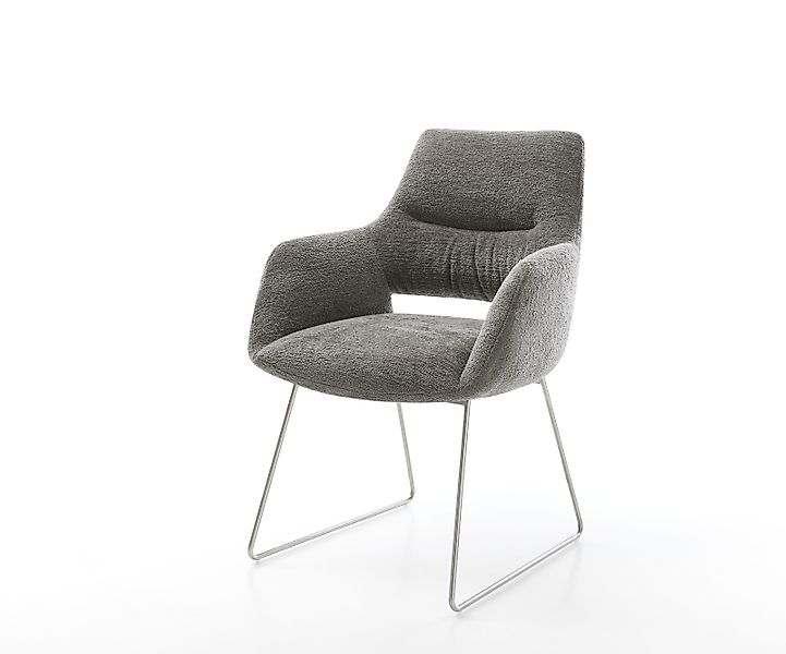 Esszimmerstuhl Yago-Flex mit Armlehnen Bouclé Soft Schlamm Kufengestell Ede günstig online kaufen