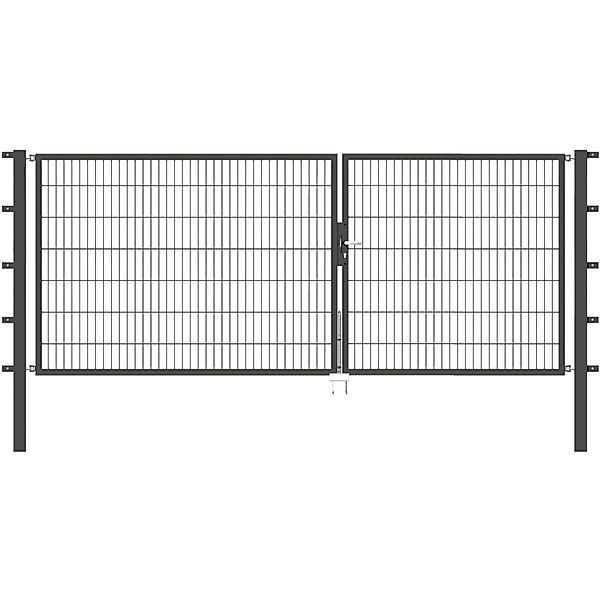 Metallzaun Doppeltor für Doppelstabmatte Anthrazit z. Einbeton. 140 cm x 35 günstig online kaufen