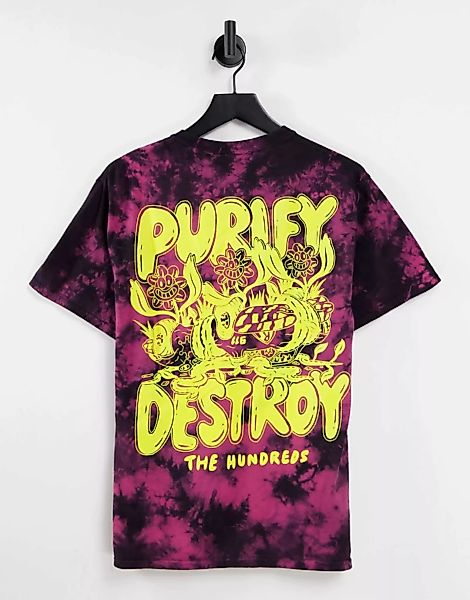 The Hundreds – Buntes T-Shirt mit Batikmuster und „Purify and Destroy“-Prin günstig online kaufen