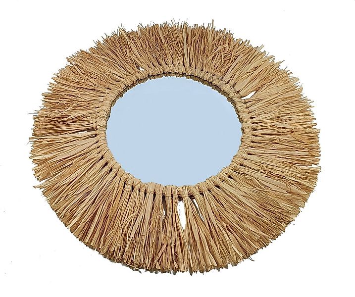 Spetebo Wandspiegel Wand Spiegel rund mit Bast Rahmen - Ø 57 cm (1 Wandspie günstig online kaufen