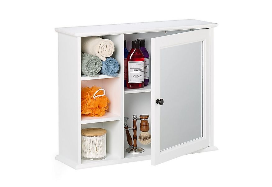 relaxdays Badezimmerspiegelschrank Spiegelschrank weiß 5 Fächer günstig online kaufen