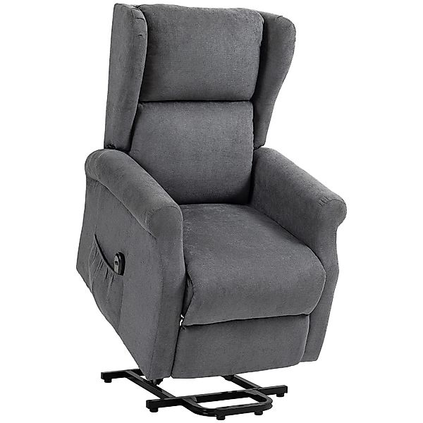 HOMCOM Aufstehsessel Polyester Holz Dunkelgrau 74L x 94B x 111H cm günstig online kaufen