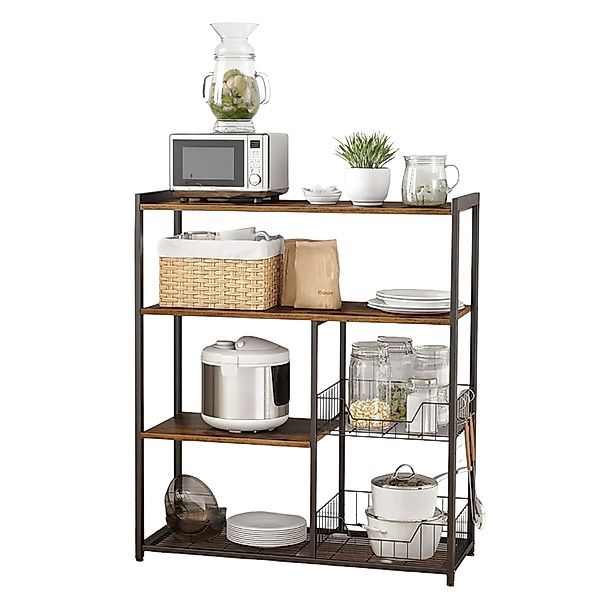 Songmics Küchenregal KKS96X mit Metallkörben Braun-Schwarz günstig online kaufen