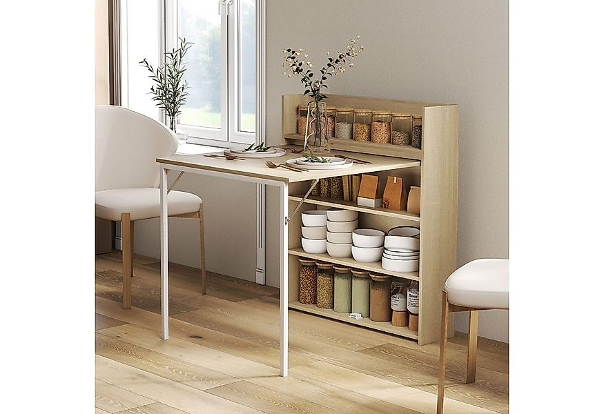 HOMCOM Klapptisch mit Regal (Esszimmertisch, 1-St., Küchentisch), für Esszi günstig online kaufen