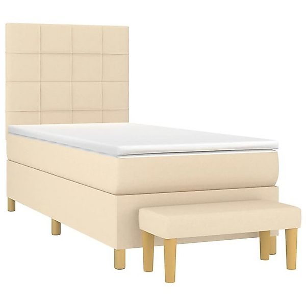 vidaXL Boxspringbett Boxspringbett mit Matratze Creme 90x200 cm Stoff Bett günstig online kaufen