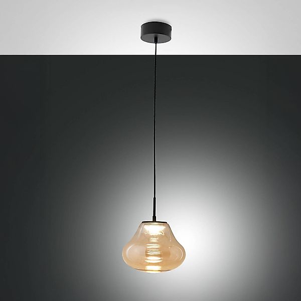 LED-Pendelleuchte Deva, amber, Glas, Ø 25 cm, CCT, dimmbar günstig online kaufen