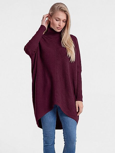 PEKIVESSA Longpullover Oversized langer Rollkragenpullover Damen Fledermaus günstig online kaufen