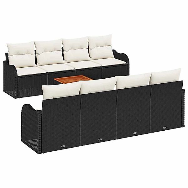 vidaXL Garten-Sofa-Set 9-Tlg Schwarz Weiß 3356094 günstig online kaufen