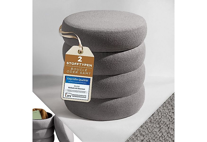 Blumtal Sitzhocker Hocker mit Stauraum mit Bouclé oder Velvet-Bezug, robust günstig online kaufen