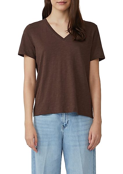 s.Oliver T-Shirt aus Flammgarn mit V-Ausschnitt günstig online kaufen