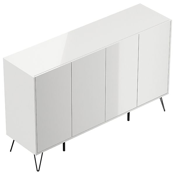 Posseik Sideboard Industrial P 4 Schubladen 4 Türen 155 cm Weiß Hochglanz günstig online kaufen