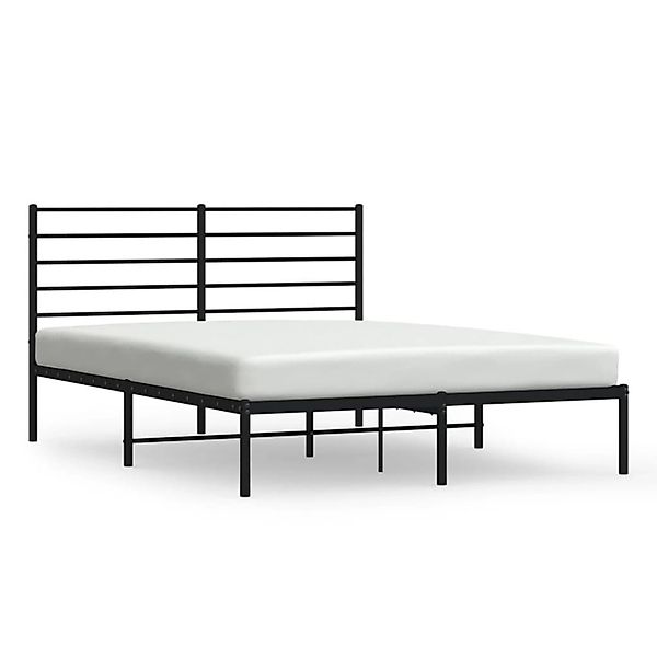 vidaXL Bettgestell, Bettrahmen mit Kopfteil Metall Schwarz 160x200 cm günstig online kaufen