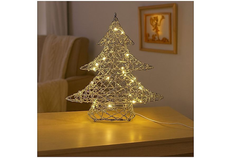 NOOR Dekofigur Winterdekoration LED-Baum mit Perlen (1 LED-Baum ohne Batter günstig online kaufen