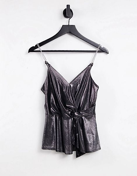 New Look – Wickeloberteil in Silber mit Kettendetail günstig online kaufen