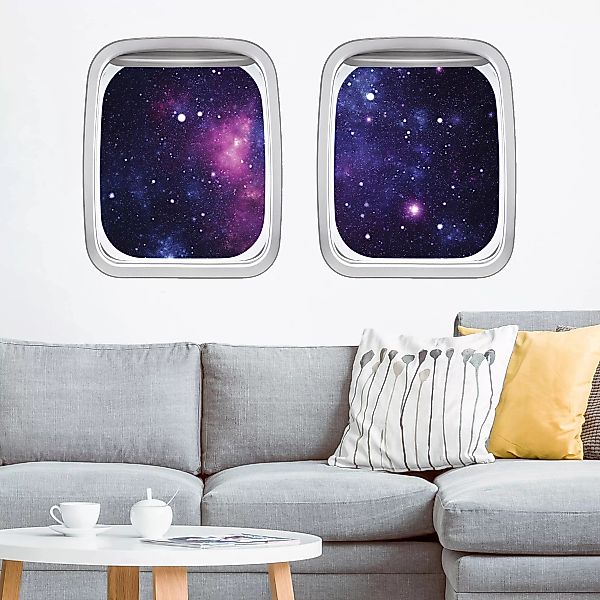 Wandtattoo Kinderzimmer Doppelfenster Flugzeug Galaxie günstig online kaufen