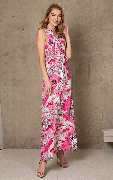 Passioni Maxikleid Maxi Print Kleid mit Bindegürtel und V-Ausschnitt mit ab günstig online kaufen