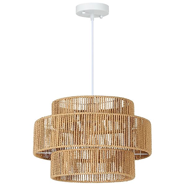 HOMCOM Pendelleuchte Hängelampe mit E27 Fassung Boho-Stil Hellbraun günstig online kaufen