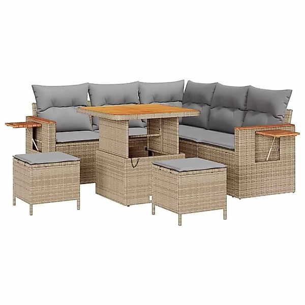 vidaXL Gartensofa-Set mit Kissen 9 Stk Beige und Hellgrau Poly-Rattan 33651 günstig online kaufen