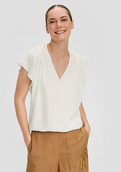 s.Oliver Kurzarmbluse Bluse Blusenshirt mit Smok-Detail und Volantärmeln günstig online kaufen