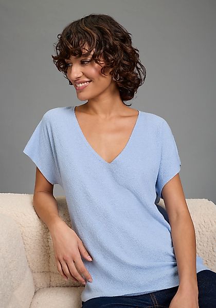 Laura Scott Kurzarmpullover mit modernem Perlstrick und lässiger Passform günstig online kaufen