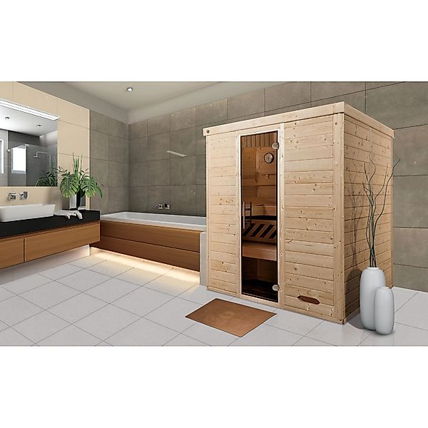 Weka Massivholzelementsauna Kemi 3 Sparset 7,5 kW BioS Glastür günstig online kaufen