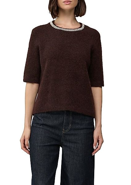 s.Oliver BLACK LABEL Strickpullover halbarm, mit Glitzersteinen besetzter R günstig online kaufen