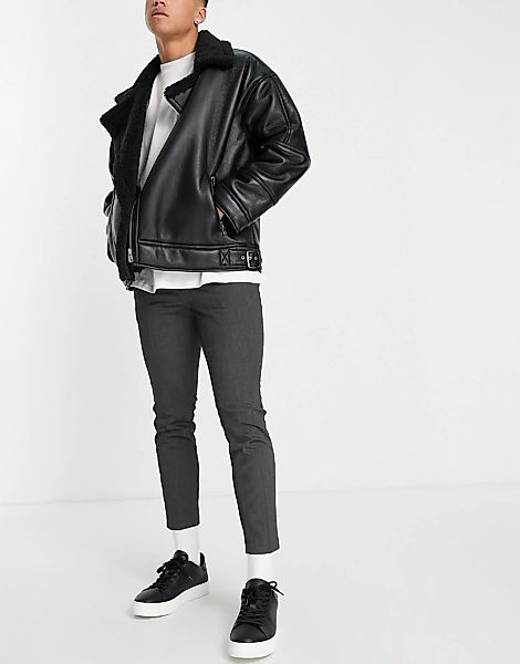 Topman – Elegante Hose in Anthrazit mit elastischem Bund-Grau günstig online kaufen