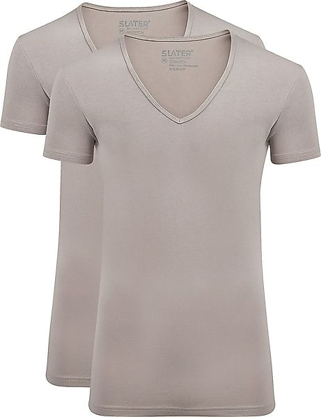 Slater 2er-Pack Stretch T-shirt V-Ausschnitt Beige - Größe L günstig online kaufen