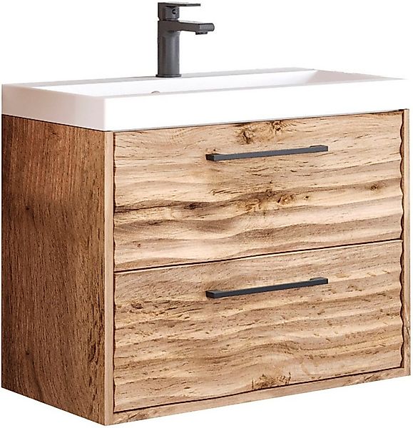 welltime Waschtisch Canada, Badmöbel Wellenstruktur inkl. Becken, Breite 60 günstig online kaufen