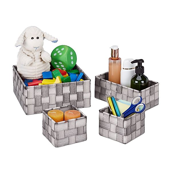 relaxdays Aufbewahrungskorb 4 tlg. Set geflochte, günstig online kaufen