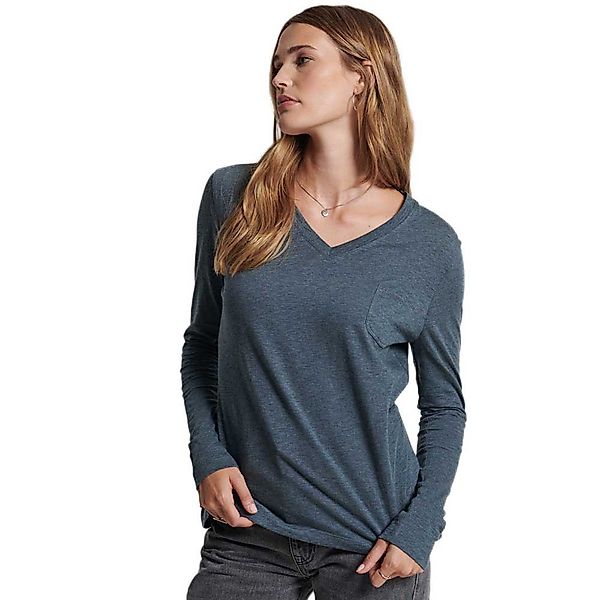 Superdry Studios Pocket Langarm-t-shirt Mit V-ausschnitt XL Blue Mirage Mar günstig online kaufen