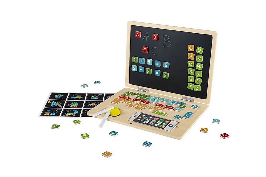 Playtive Lernspielzeug Holzlaptop 84-tlg Tafel magnetische Buchstaben Zahle günstig online kaufen