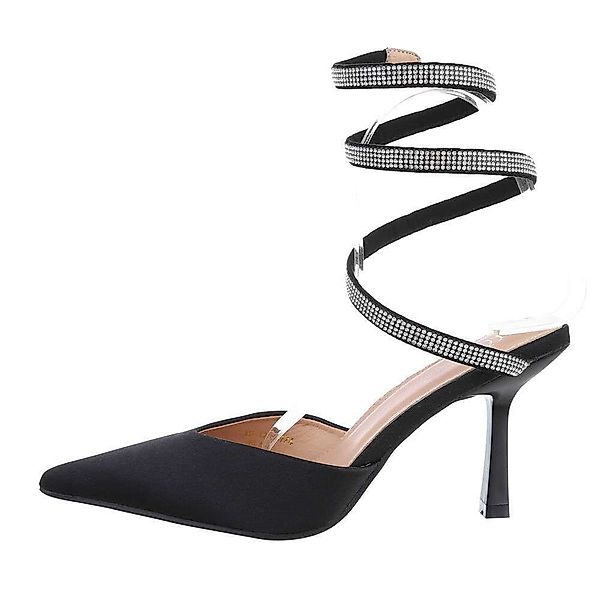 Koucla Sandalette Satin schwarz Strass Slingpumps günstig online kaufen