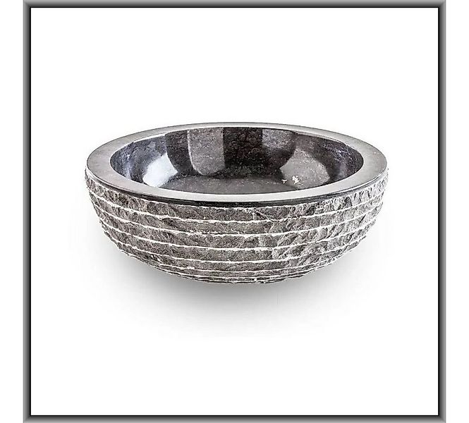 LebensWohnArt Aufsatzwaschbecken Marmor Waschbecken MARMO rund 40cm Grau An günstig online kaufen