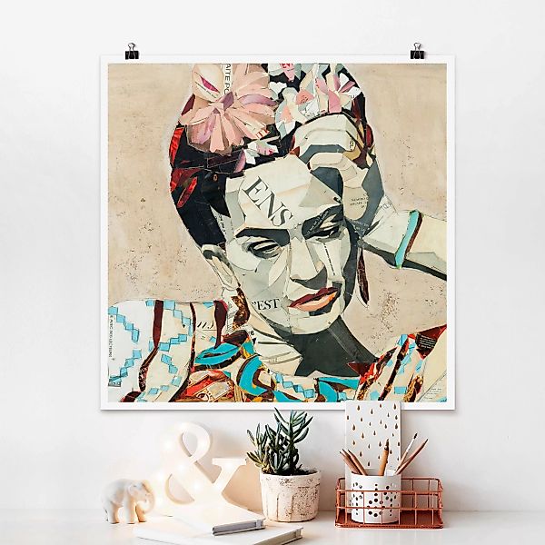 Poster - Quadrat Frida Kahlo - Collage No.1 günstig online kaufen