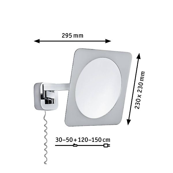 Paulmann LED-Wandspiegel Bela, chrom, IP44, Stecker günstig online kaufen