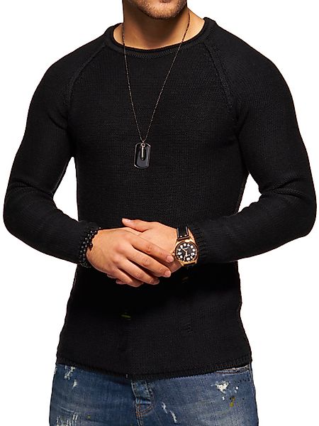 2Y Premium Strickpullover JOSCHUA mit Destroyed-Elementen günstig online kaufen
