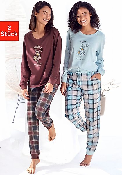 Vivance Dreams Pyjama 2 Stück, 4 Stk. tlg., mit Frontdruck günstig online kaufen