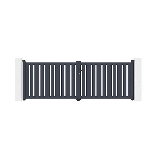 Casanoov Doppelflügeltor Aus Aluminium Veymont 350x120cm Grau günstig online kaufen