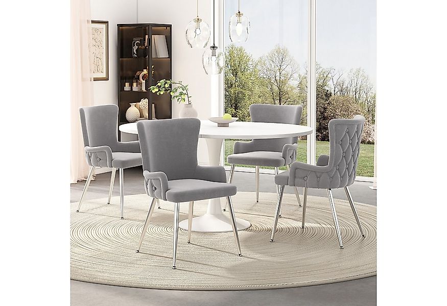 Flieks Esszimmerstuhl (Set, 4 St), 4er Set Polsterstühle Küchenstühle Samt günstig online kaufen