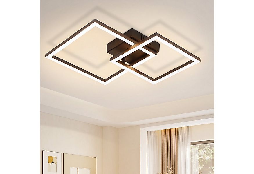 ZMH LED Deckenleuchte Wohnzimmer - Quadratisch Schwarz 20W Eckig 3000K Deck günstig online kaufen