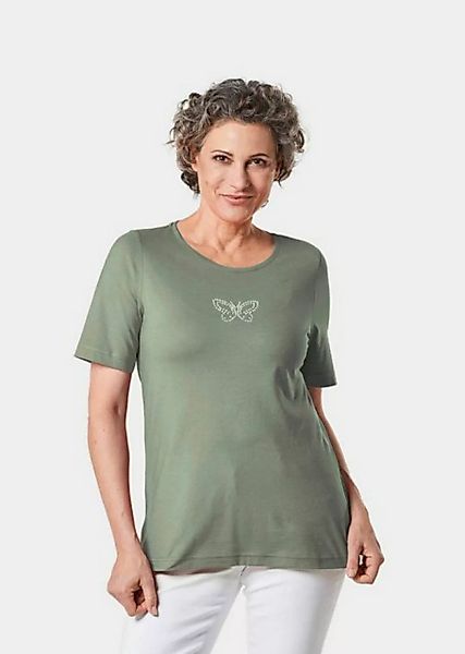 GOLDNER Kurzarmshirt T-Shirt mit Glitzersteinchen-Applikation günstig online kaufen