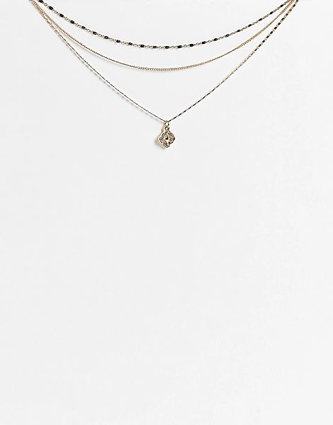Topshop – Eng anliegende Halsketten in Gold-Optik mit Herzanhänger im 3er-M günstig online kaufen