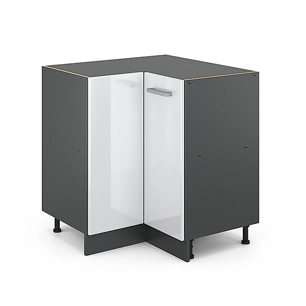 Vicco Eckunterschrank R-Line Weiß Hochglanz/Anthrazit 76 cm ohne Arbeitspla günstig online kaufen