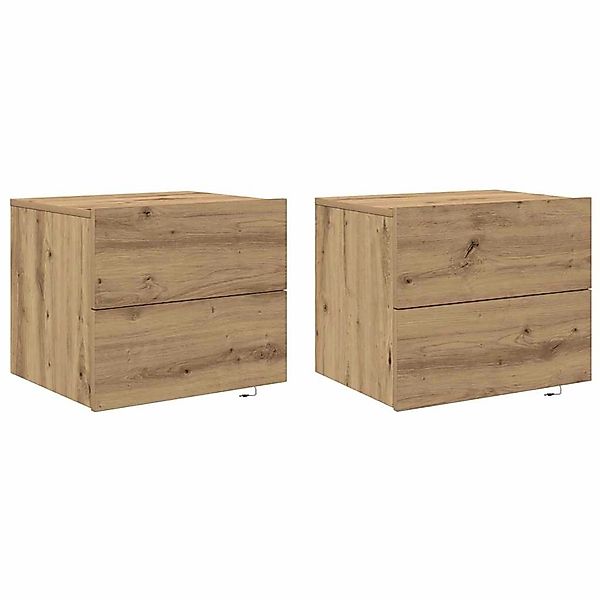 vidaXL Wandmontierter Nachtschrank 2 Stk Eiche Handwerklich 863075 günstig online kaufen