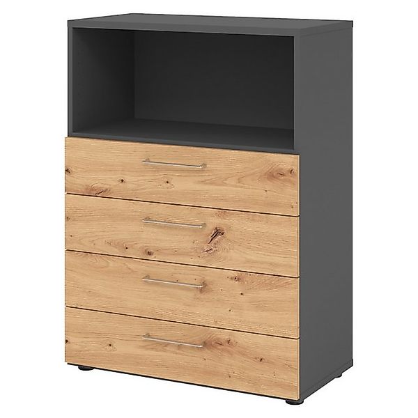 bümö Aktenschrank smart Schubladen Kombi - 4 Schübe Dekor: Graphit/Asteiche günstig online kaufen