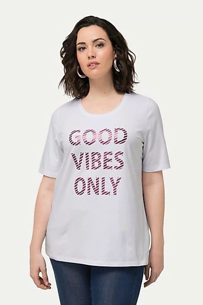 Ulla Popken T-Shirt T-Shirt Good Vibes Only Rundhals Halbarm günstig online kaufen